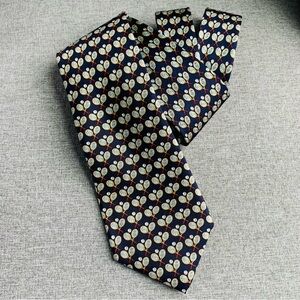 Jos A Bank Silk Tie Necktie Navy White Tennis Racket Summer Formal Fun Gift Dad